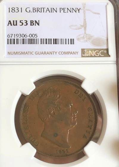 1831年英国威廉四世1便士铜币