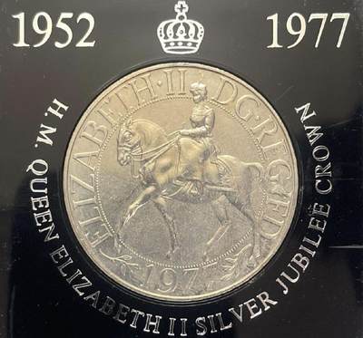 盒装 英国1977年伊丽莎白二世登基25周年（银禧）25便士纪念币（克朗型）2026/2/15