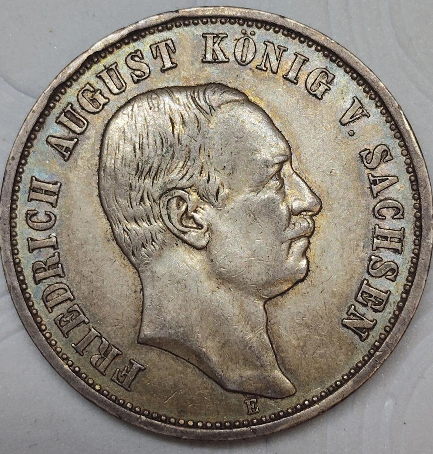 德意志帝国萨克森王国1910年3马克银币