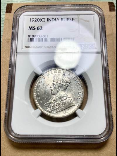 英属印度1920年乔治五世1卢比银币