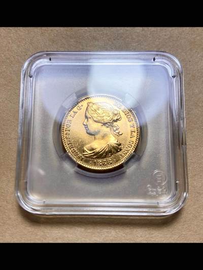 西班牙1868年伊莎贝拉二世10埃斯库多金币