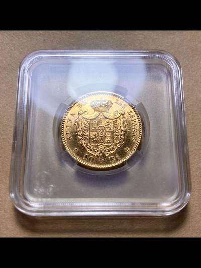 西班牙1868年伊莎贝拉二世10埃斯库多金币
