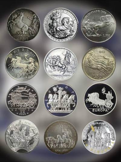 世界钱币中马拉战车系列银币