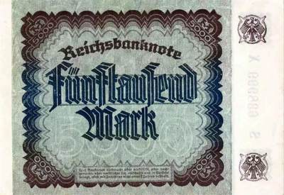 1922年魏玛共和国时期发行的5000马克帝国银行券