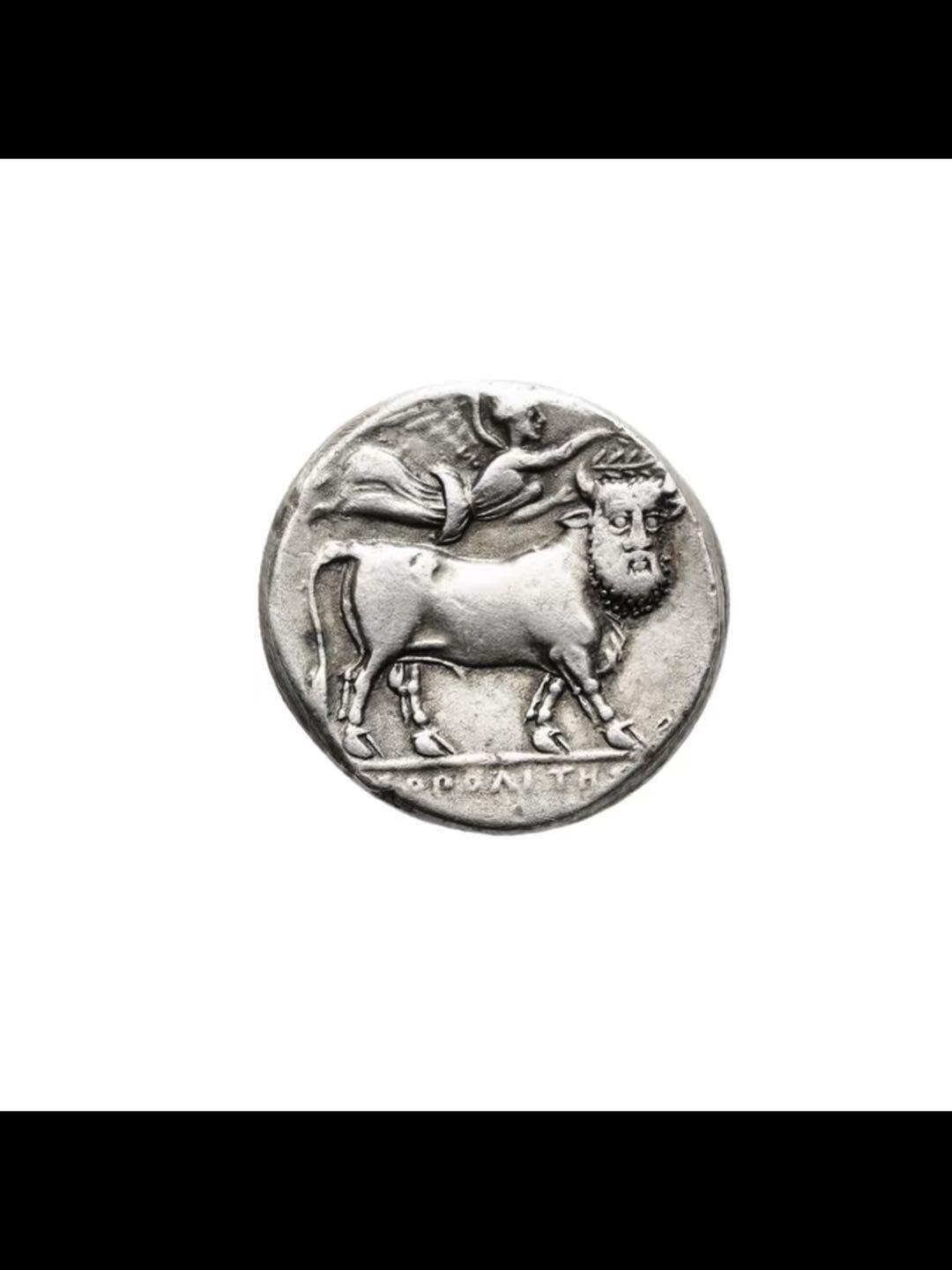 古希腊宁芙女神和人头牛身河神银币