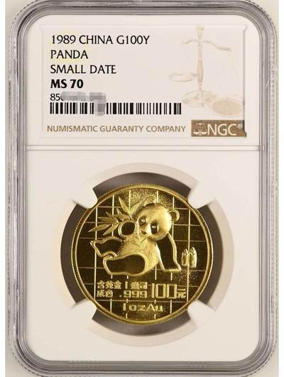 四枚由NGC评级的1盎司熊猫金币