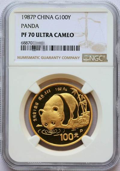 四枚由NGC评级的1盎司熊猫金币