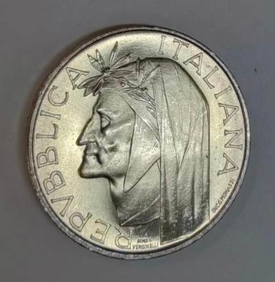 意大利1965年但丁诞辰700周年500里拉纪念银币 ✨