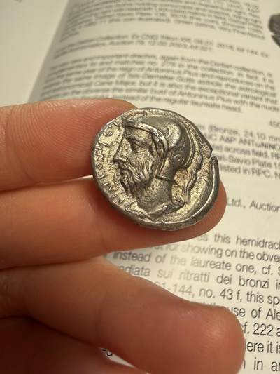 古希腊银币战神和阿瑞苏萨仙女