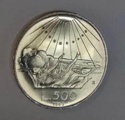 意大利1965年但丁诞辰700周年500里拉纪念银币 ✨