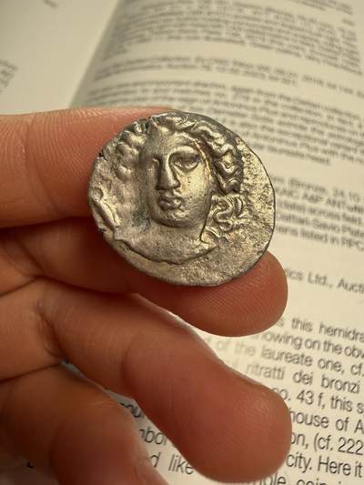 古希腊银币战神和阿瑞苏萨仙女