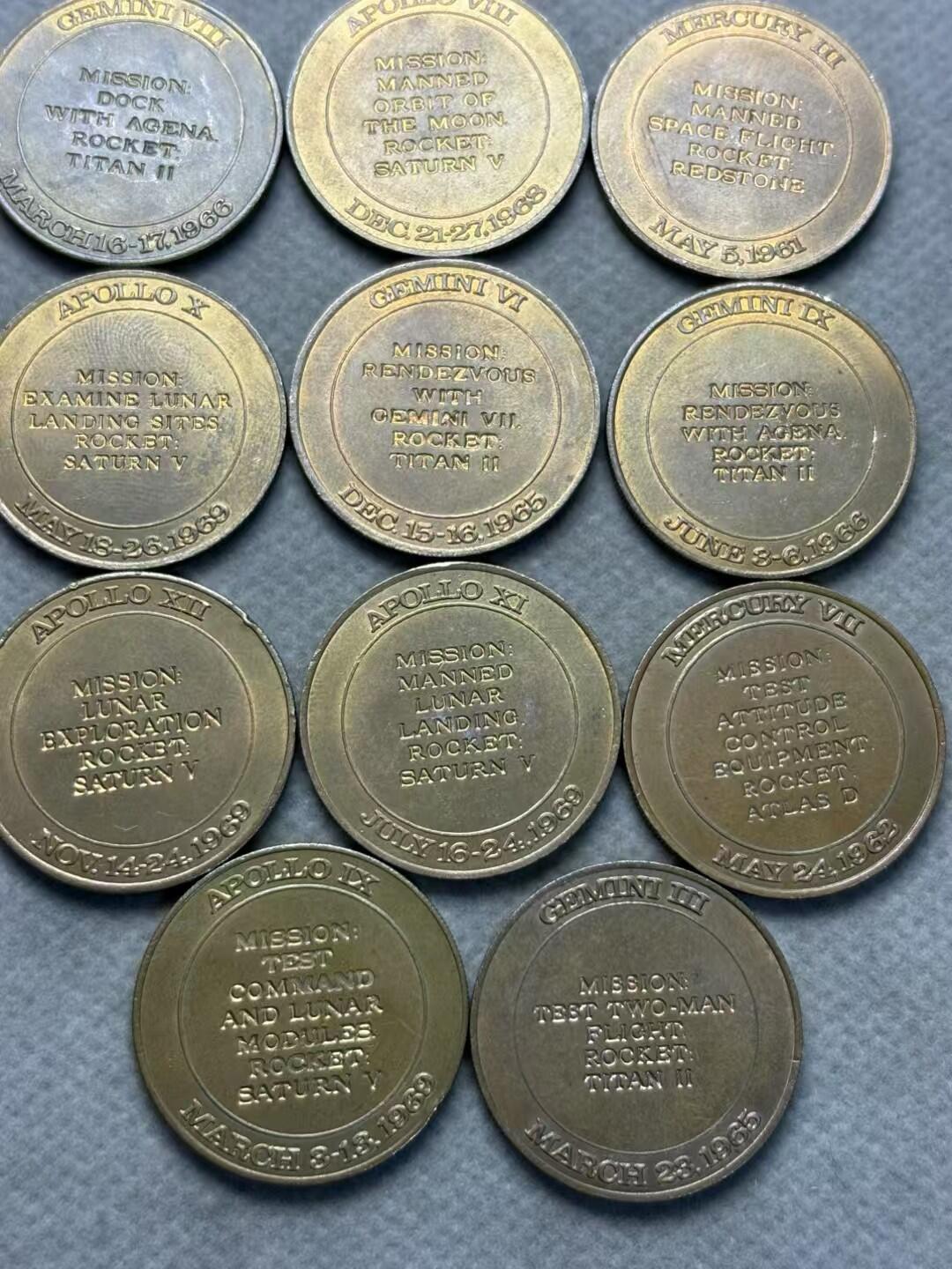 美国早期载人航天任务的纪念铜章