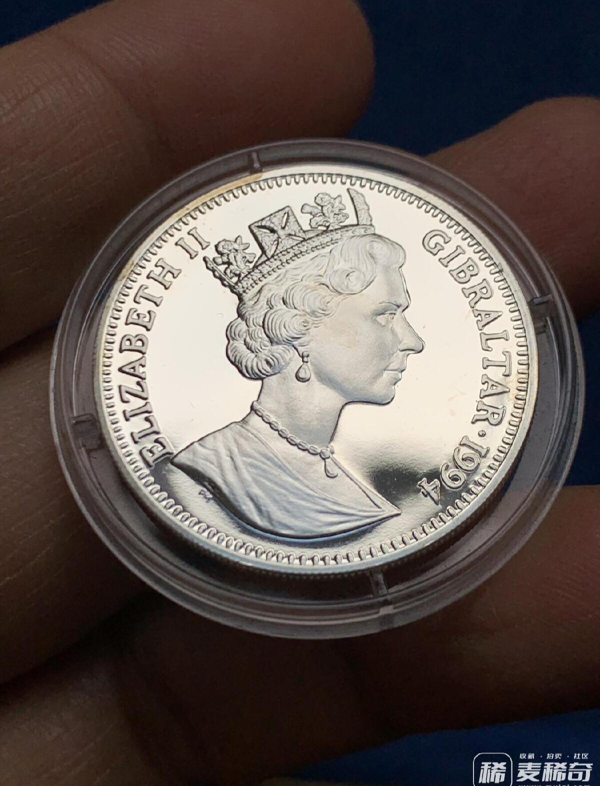 英国1994年纪念英法海底隧道开通14ecu精制银币 2026/2/21