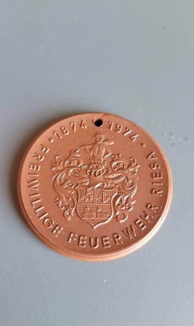 Centenary of the Riesa Volunteer Fire Brigade Porcelain Medal
