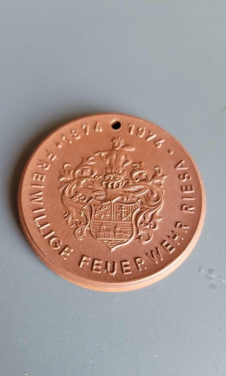Centenary of the Riesa Volunteer Fire Brigade Porcelain Medal
