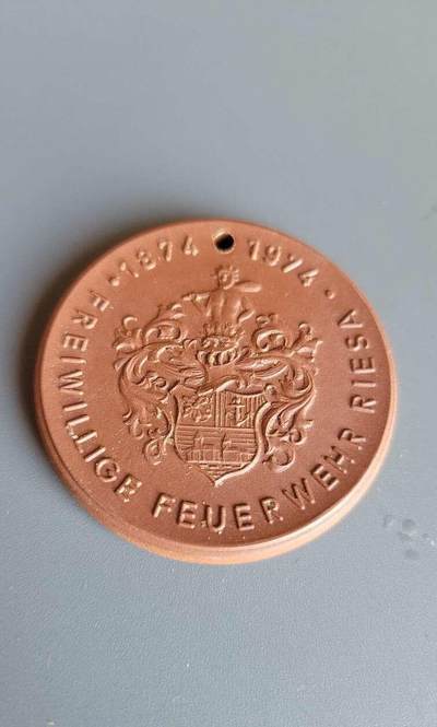 Centenary of the Riesa Volunteer Fire Brigade Porcelain Medal
