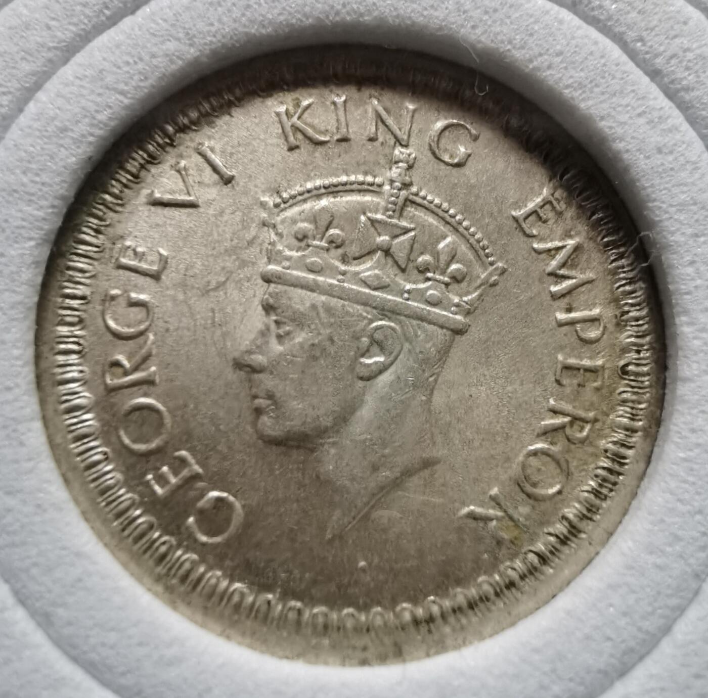 英属印度1942年版四分之一卢比小银币