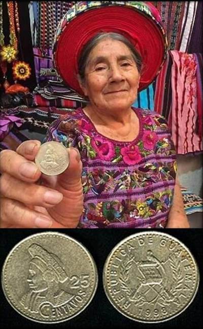 危地马拉25分硬币里的玛雅文明密码
