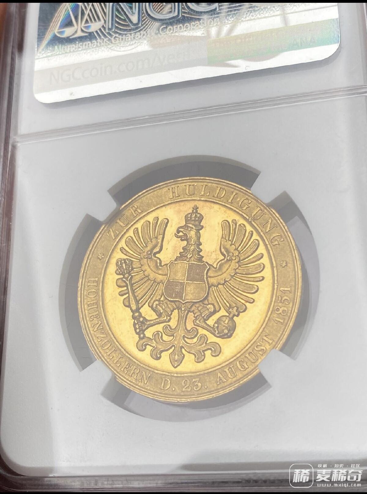 NGC MS63 1851年德国霍亨索伦王室向普鲁士效忠纪念金章 2026/2/23