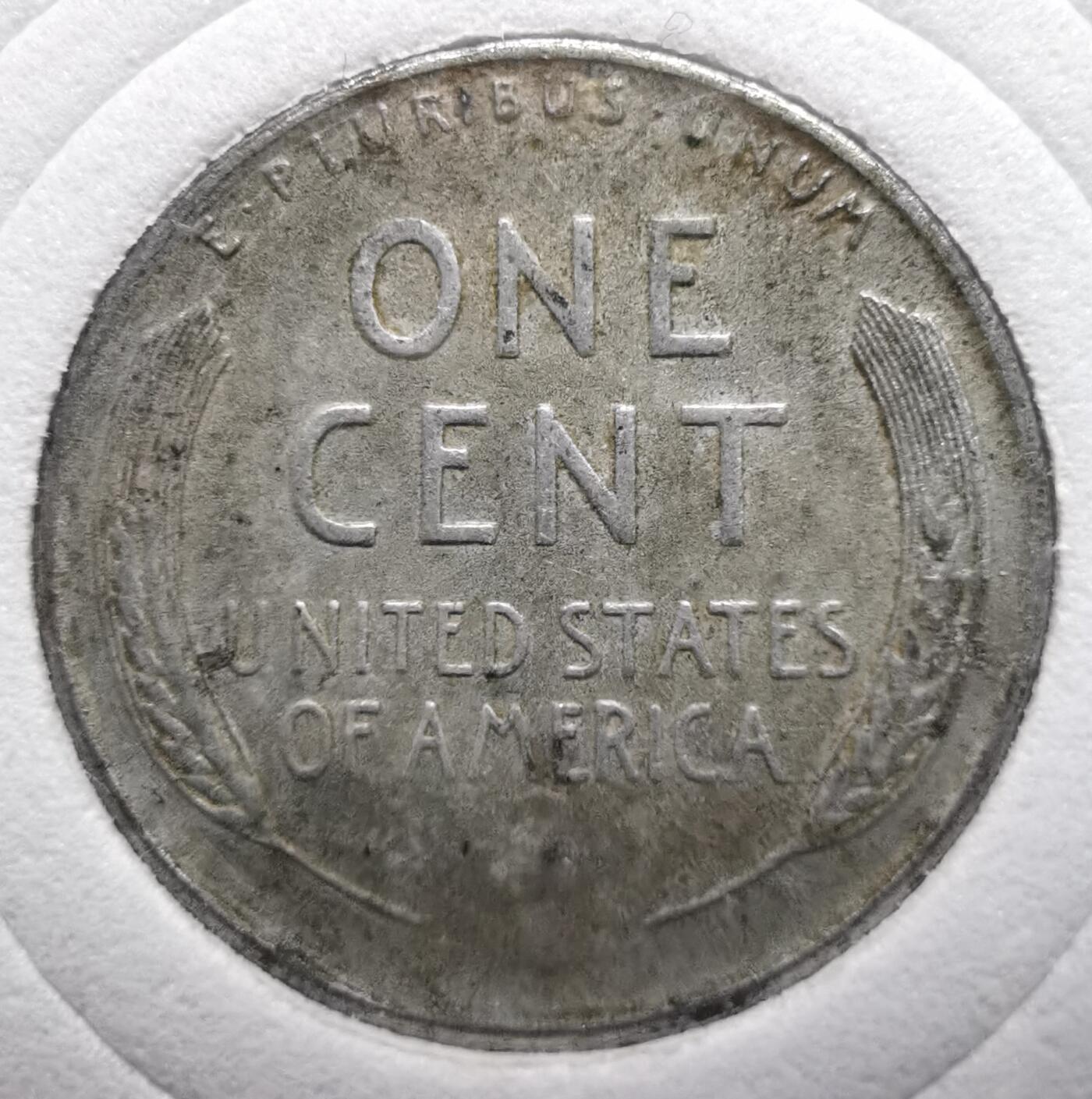 1943年版美国1美分钢币（表面镀锌）