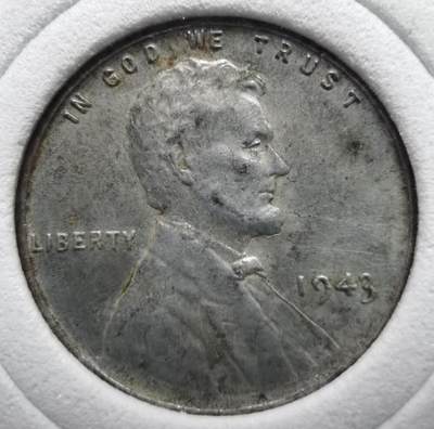 1943年版美国1美分钢币（表面镀锌）