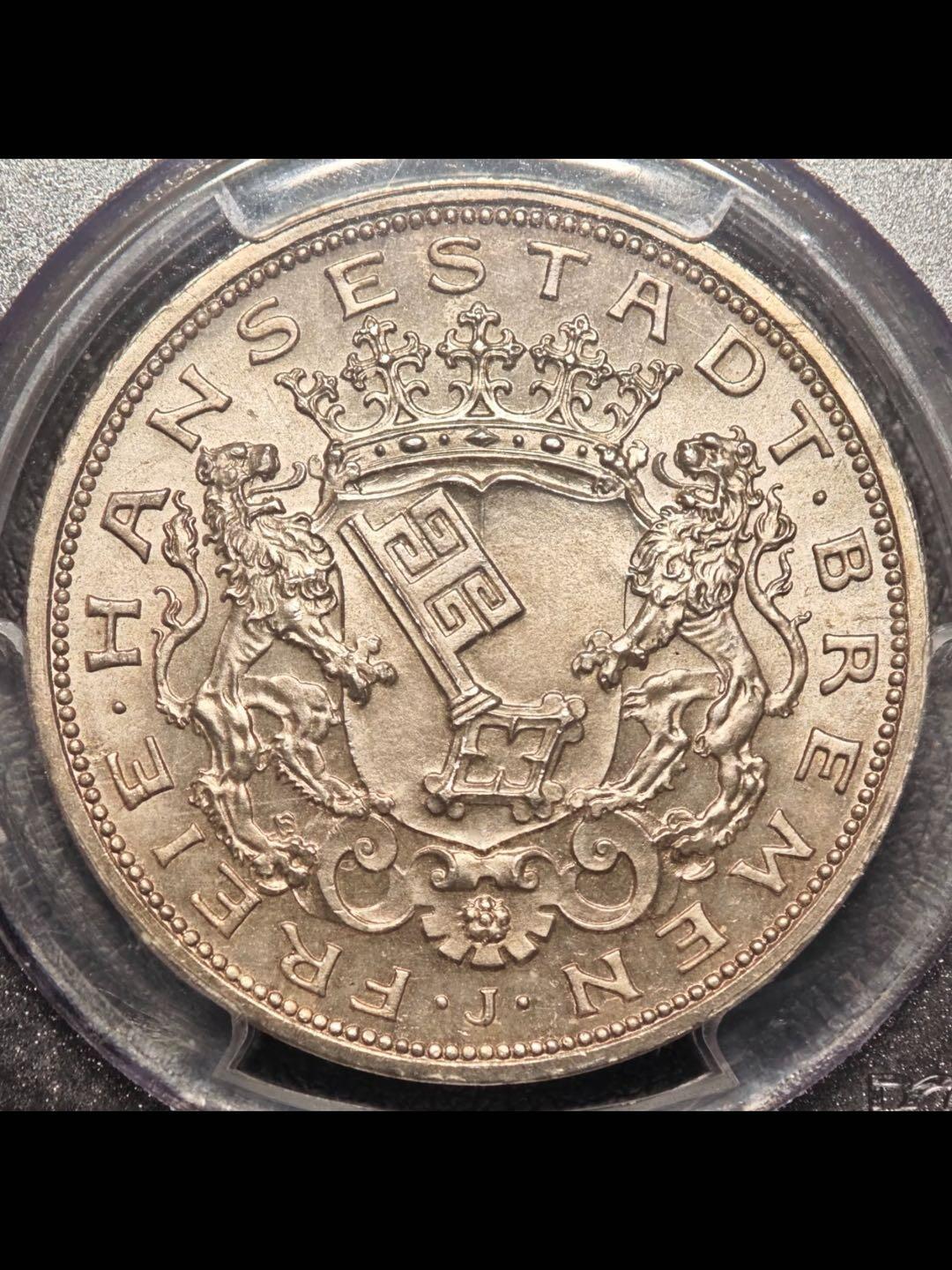 德国不莱梅5马克大银币