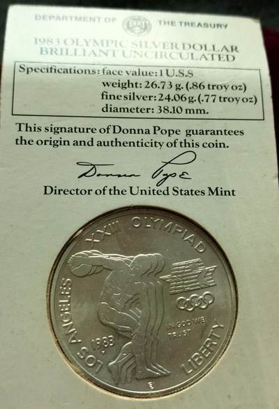 1983年美国洛杉矶第23届奥运会1美元纪念银币