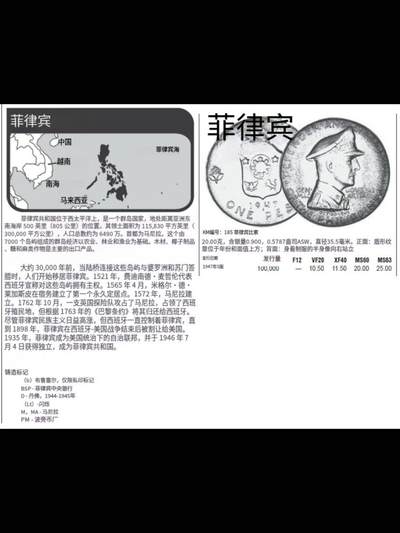 1947年S版菲律宾麦克阿瑟将军1比索纪念银币