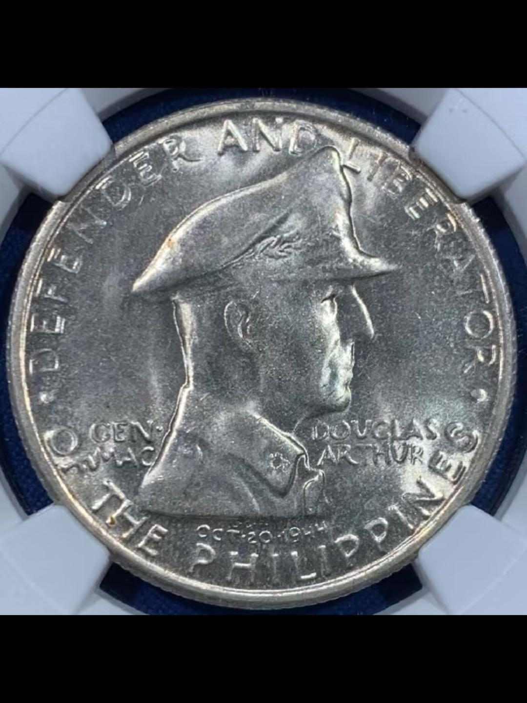 1947年S版菲律宾麦克阿瑟将军1比索纪念银币