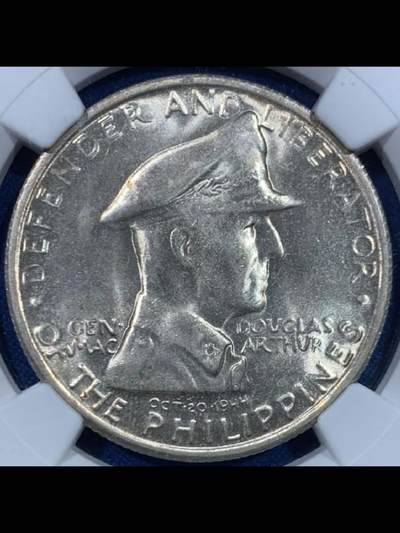 1947年S版菲律宾麦克阿瑟将军1比索纪念银币