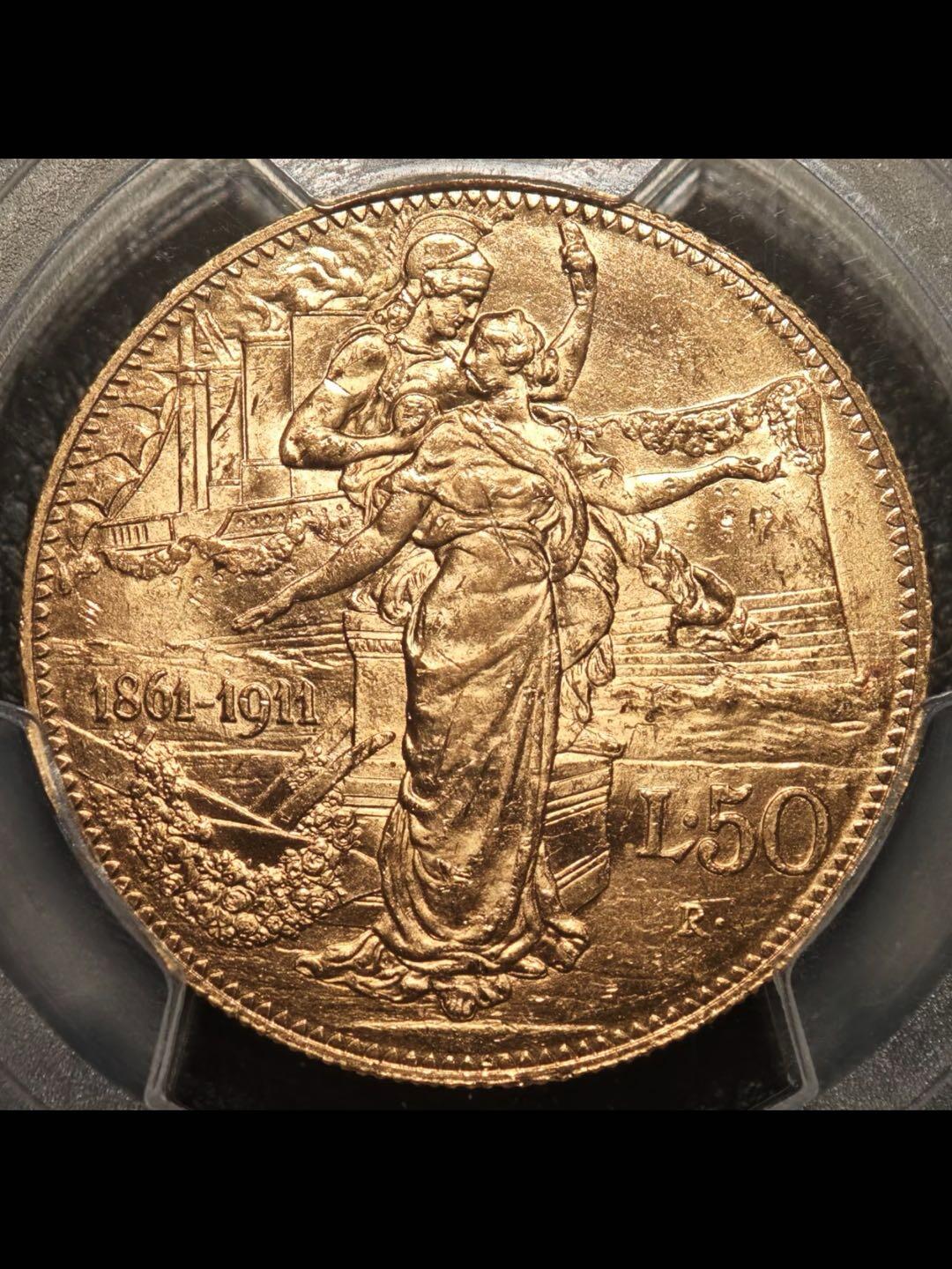 1911年意大利统一建国50周年50里拉纪念金币