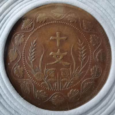 安庆版莲叶纹隶书十文铜元