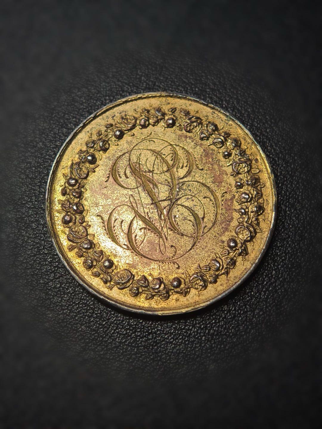 1871年法国镀金结婚银章