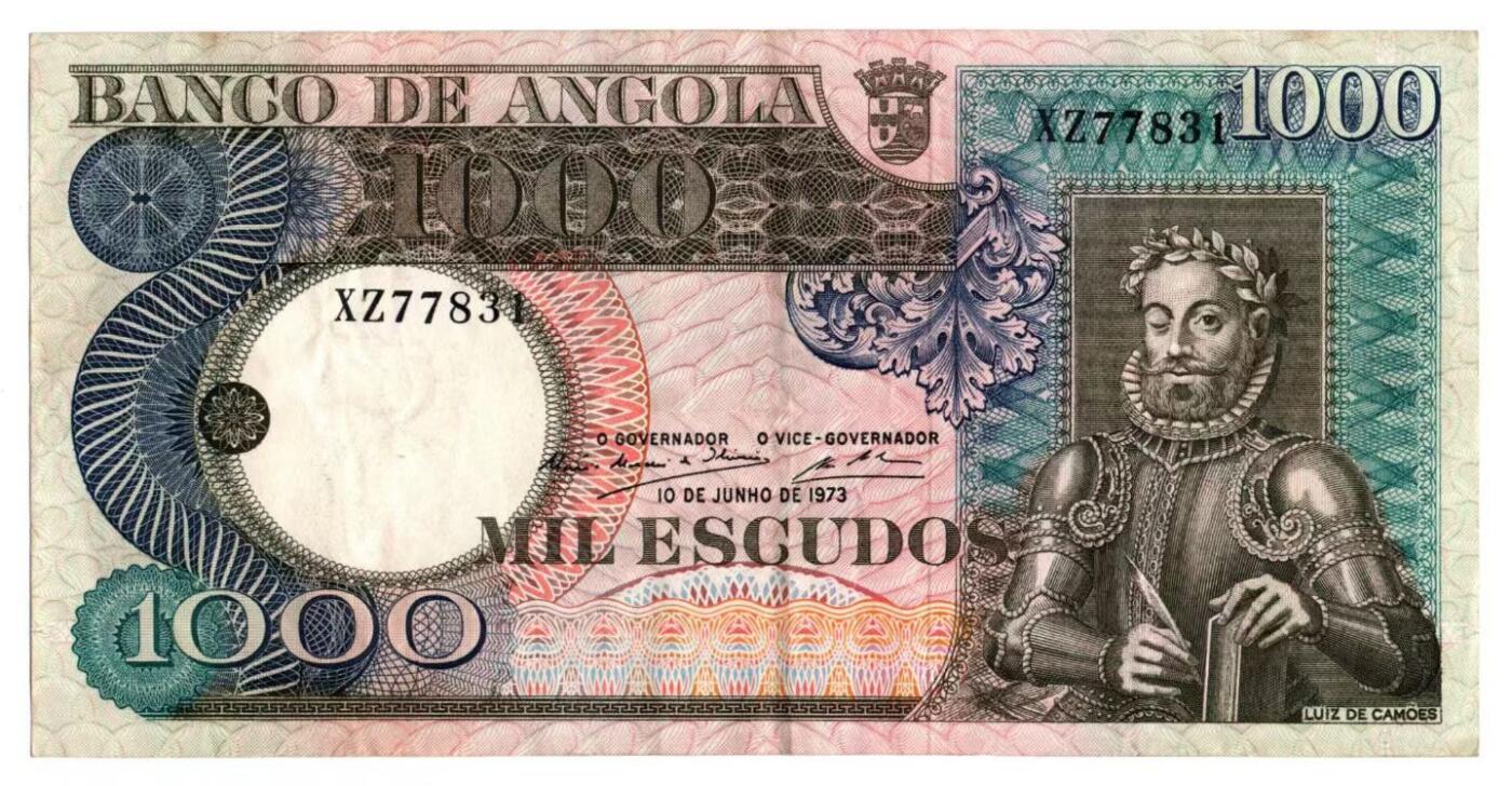 葡属安哥拉1973年发行的1000埃斯库多纸币