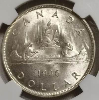 1936年加拿大1加元“独木舟”银币