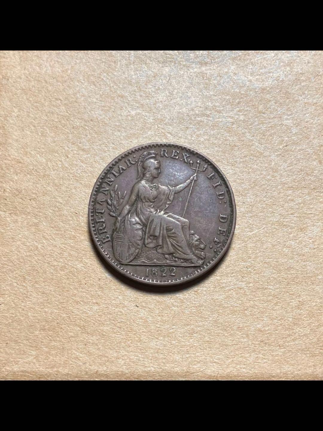 英国1822年乔治四世1法新铜币