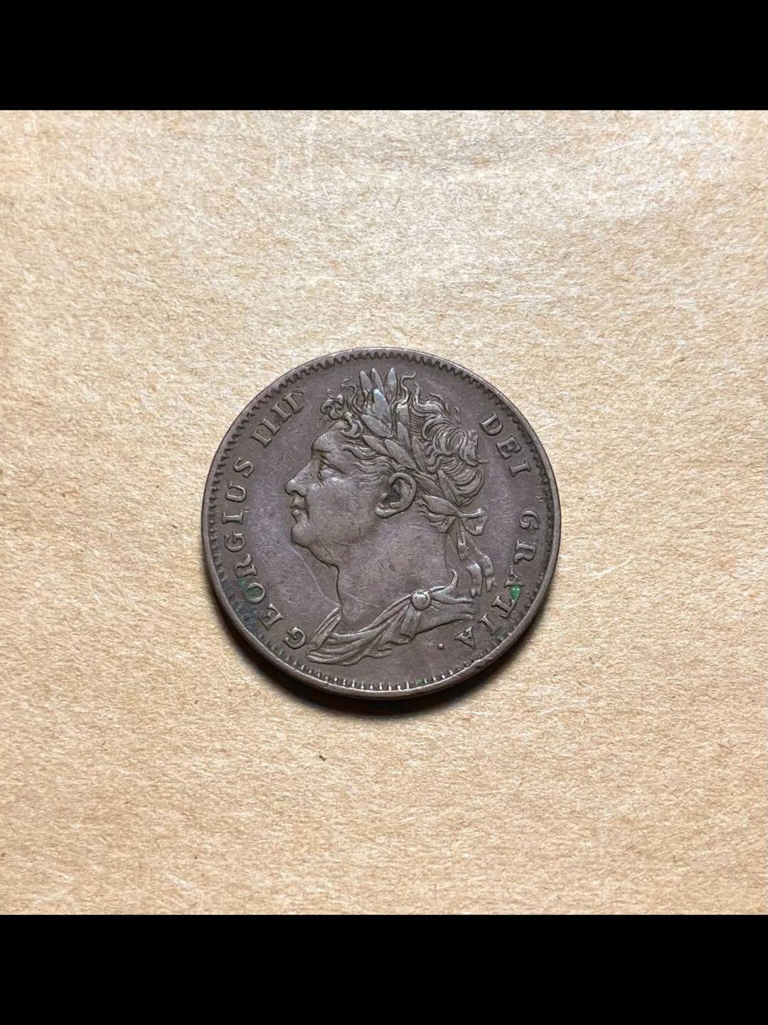 英国1822年乔治四世1法新铜币