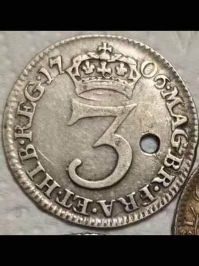 1706年安妮女王三便士银币