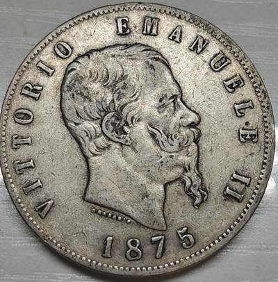 1875年意大利王国维托里奥·埃马努埃莱二世5里拉银币