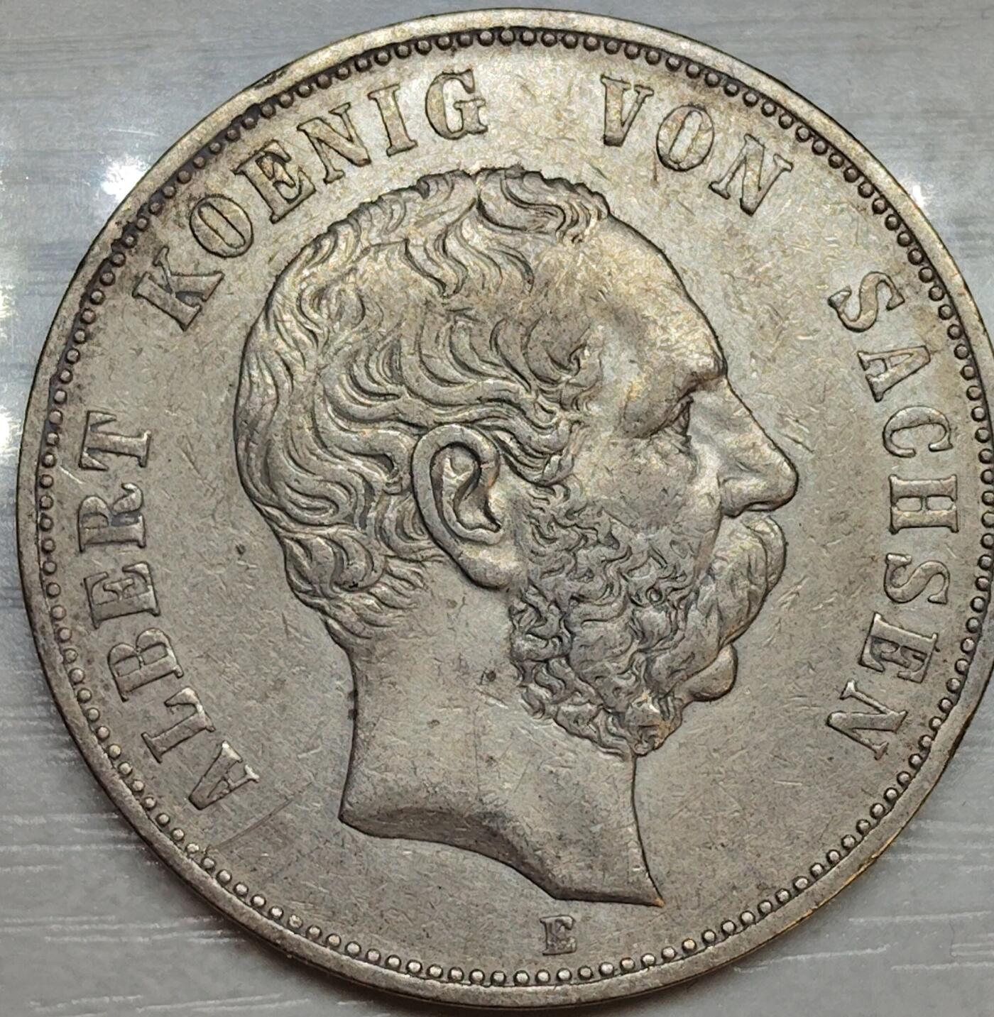 1895年德国萨克森王国阿尔伯特5马克银币