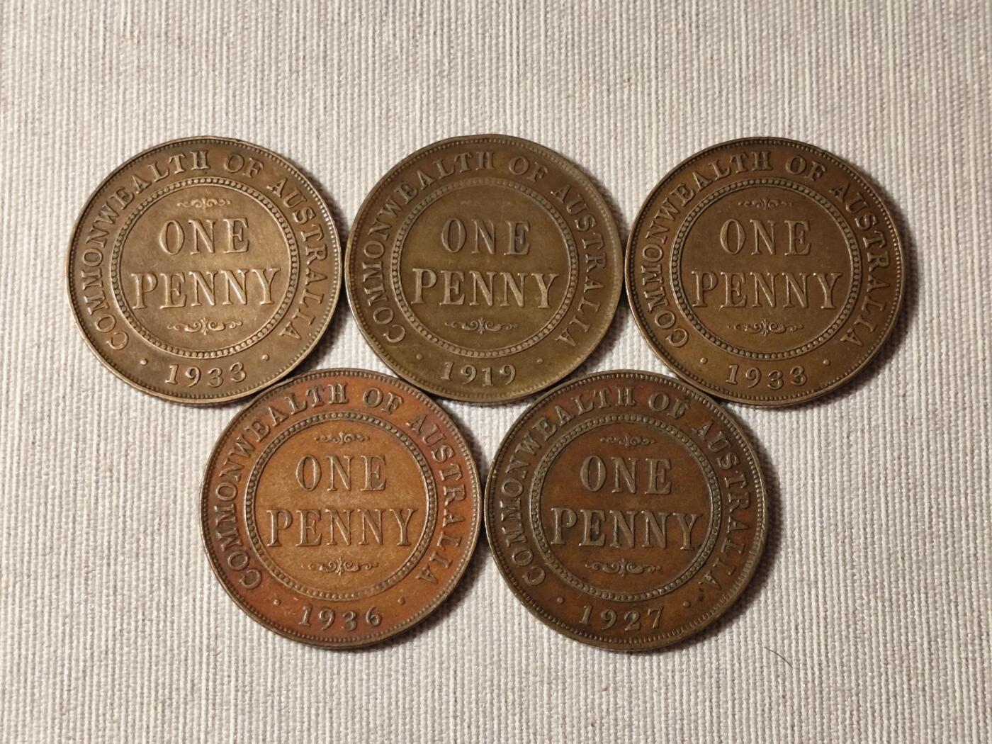 乔治五世时期澳大利亚1便士上的Commonwealth权力密码