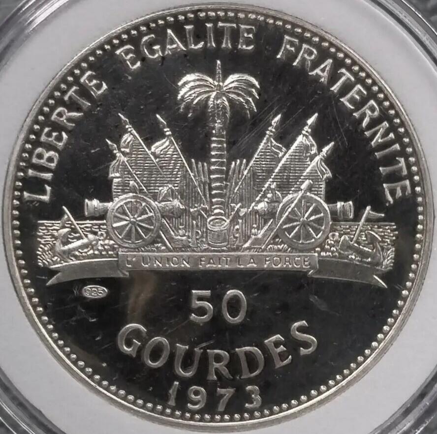 1973年海地美人鱼主题50古德银币✨