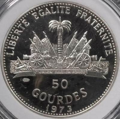 1973年海地美人鱼主题50古德银币✨