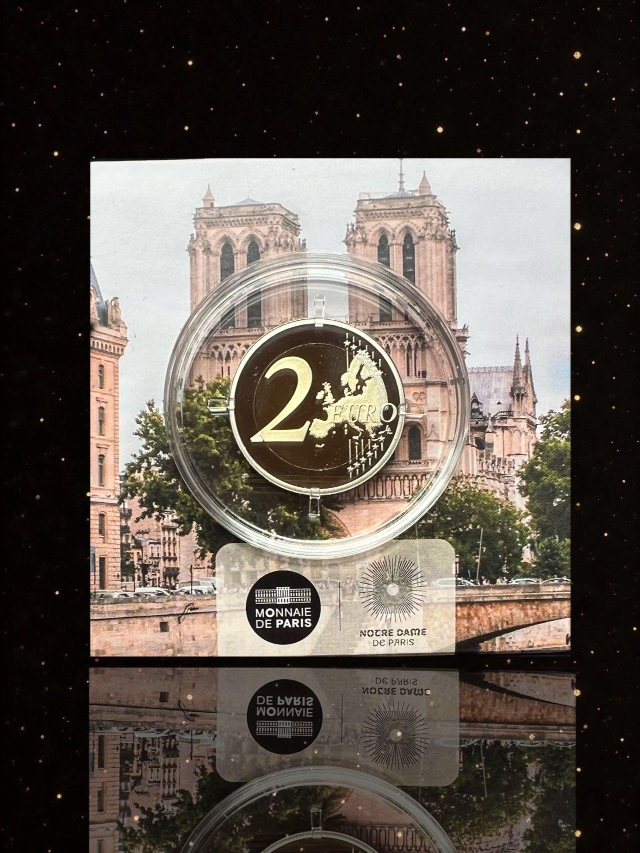 【美币实拍】法国巴黎圣母院重开2欧精制币