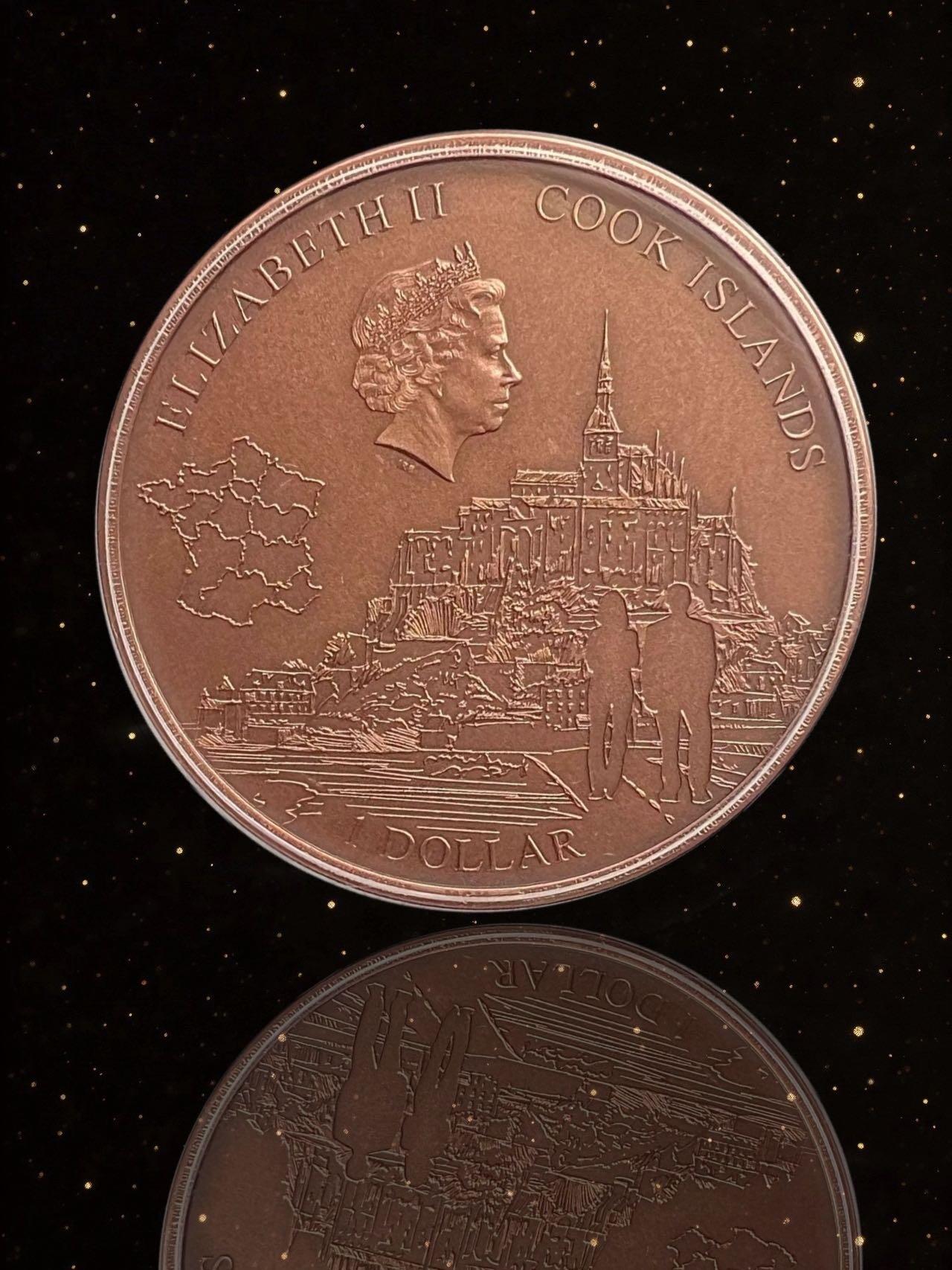 【美币实拍】库克米歇尔山高浮雕铜币