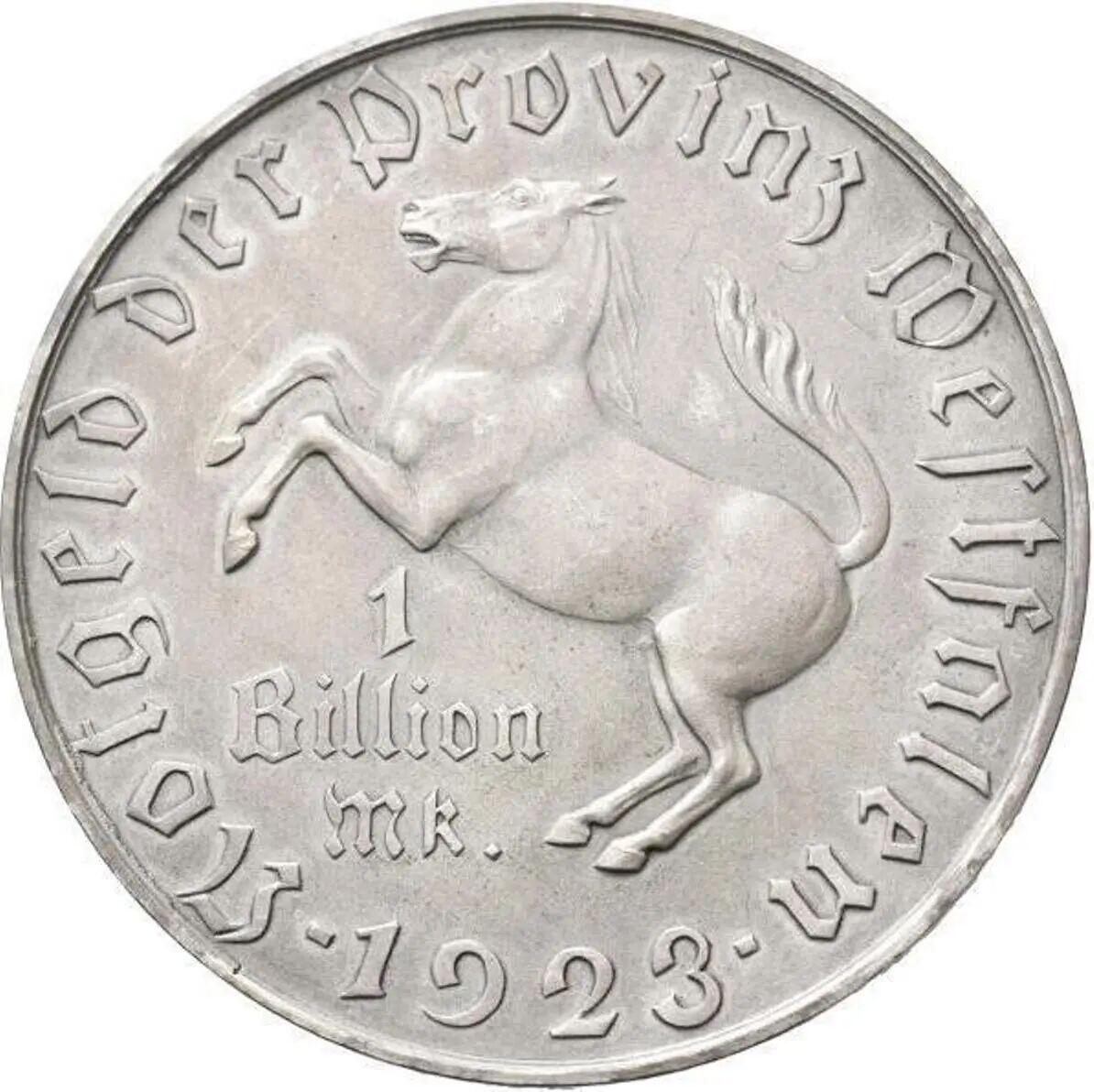 1923年德国威斯特法伦1万亿马克“大马币”（Notgeld，紧急状态币）✨