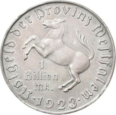 1923年德国威斯特法伦1万亿马克“大马币”（Notgeld，紧急状态币）✨