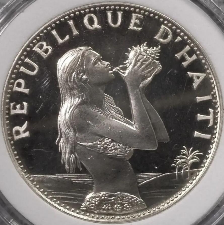 1973年海地美人鱼主题50古德银币✨