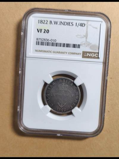 1822年英属西印度群岛1/4D银币