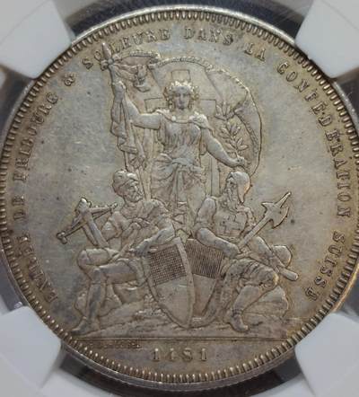 🔍 1881年瑞士弗里堡联邦射击节5法郎银币